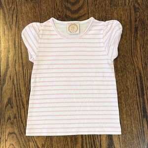 Beaufort Bonnet Pima Cotton Pink Striped Girls Short Sleeve Shirt 6
